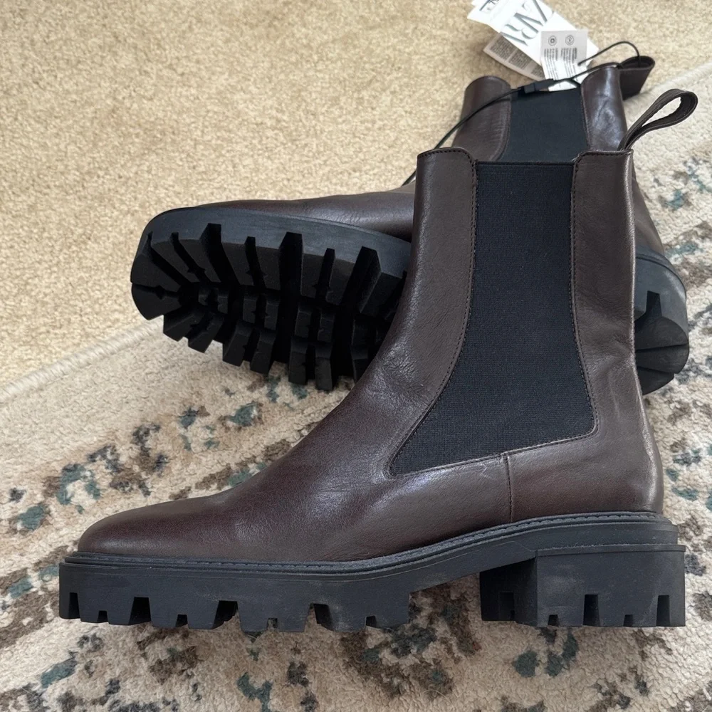 Zara Dark Brown Combat Boots - Picture 5 of 5